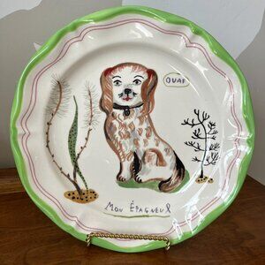 Nathalie Lete Anthropologie Spaniel Dog Dinner Plate Mon Epagneul Staffordshire